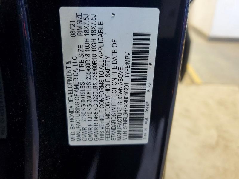 Aukcja sprzedaży 2022 Honda Odyssey, vin: 5FNRL6H7XNB040291, numer aukcji: 61426816