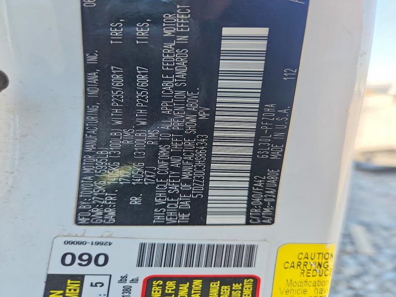 62540566 :رقم المزاد ، 5TDZZ3DC3HS864343 vin ، 2017 Toyota Sienna مزاد بيع