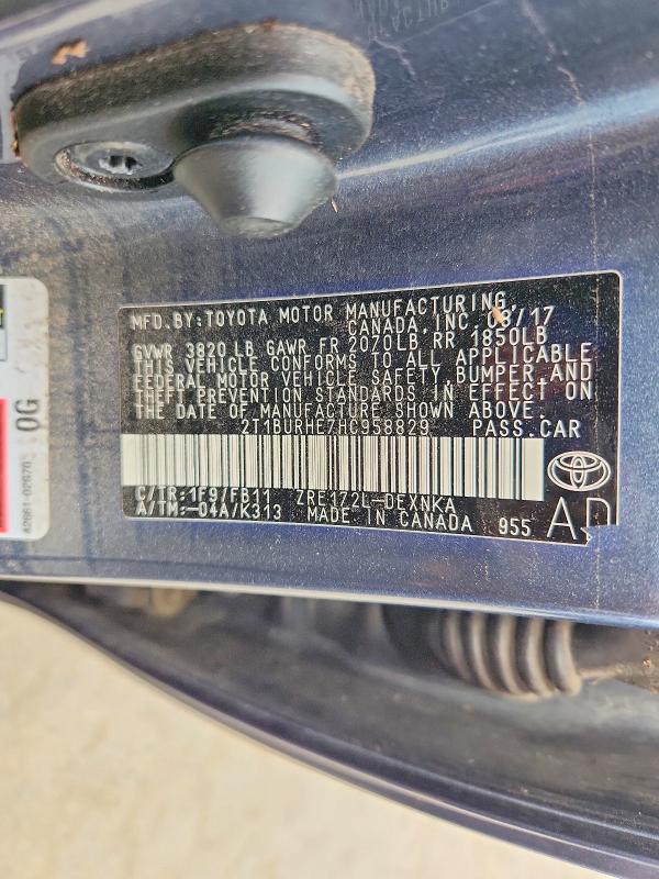 Aukcja sprzedaży 2017 Toyota Corolla, vin: 2T1BURHE7HC958829, numer aukcji: 62471666