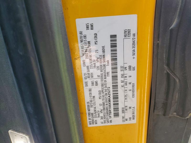 61158796 :رقم المزاد ، 1FTBR1X8XMKA25272 vin ، 2021 Ford Transit مزاد بيع