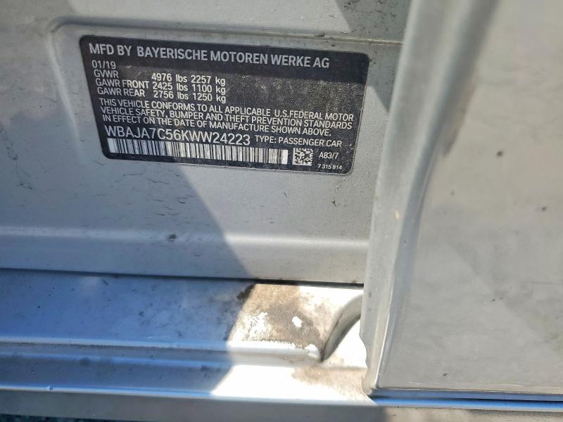 Aukcja sprzedaży 2019 Bmw 530, vin: WBAJA7C56KWW24223, numer aukcji: 60222496