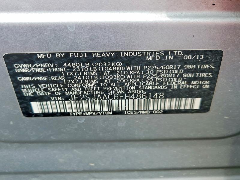 Продажа на аукционе авто 2014 Subaru Forester, vin: JF2SJAAC6EH486148, номер лота: 60925296