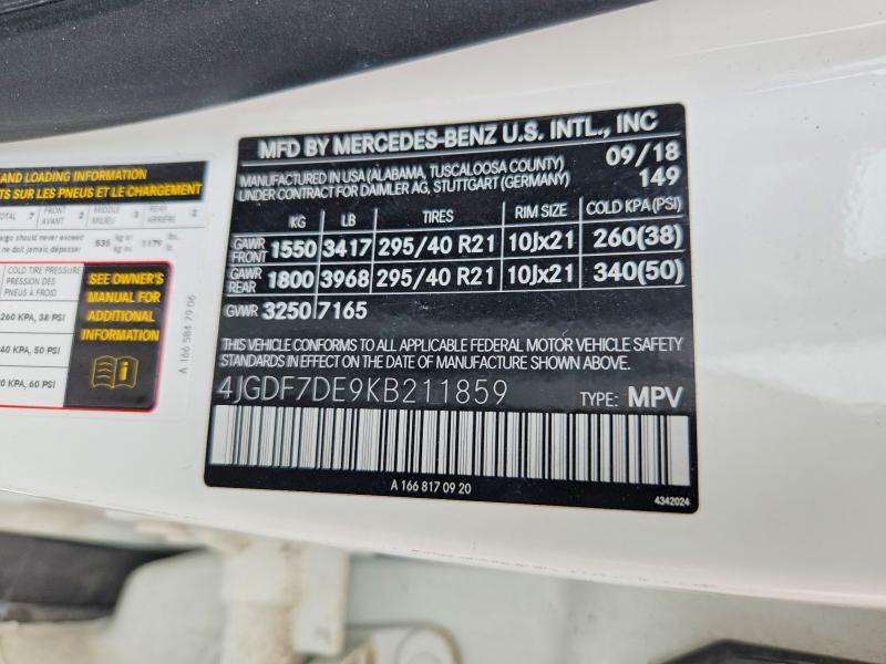 Продажа на аукционе авто 2019 Mercedes-benz Gls, vin: 4JGDF7DE9KB211859, номер лота: 60619326