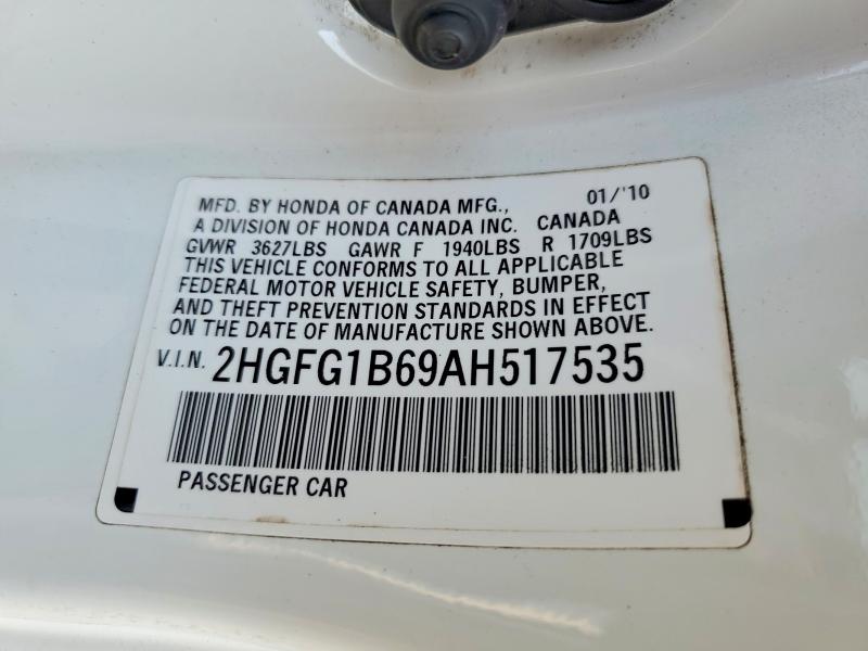 Aukcja sprzedaży 2010 Honda Civic, vin: 2HGFG1B69AH517535, numer aukcji: 60640816
