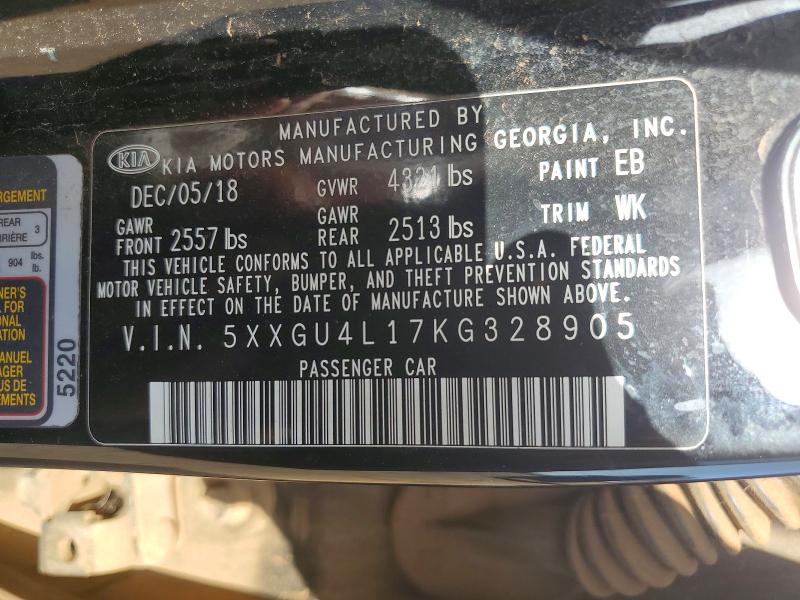 Auction sale of the 2019 Kia Optima, vin: 5XXGU4L17KG328905, lot number: 61694266