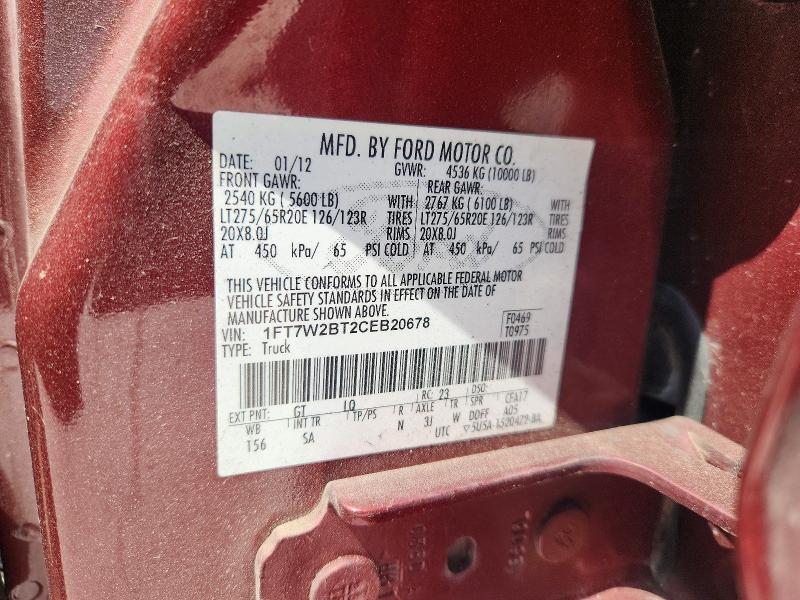 Aukcja sprzedaży 2012 Ford F250, vin: 1FT7W2BT2CEB20678, numer aukcji: 60316766