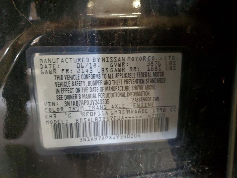 Продажа на аукционе авто 2018 Nissan Sentra, vin: 3N1AB7APXJY340205, номер лота: 60037496