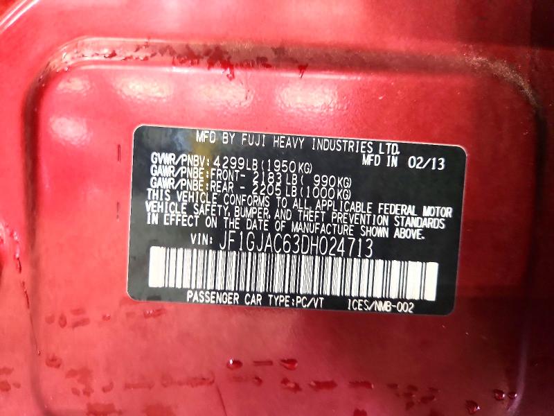 2013 Subaru Impreza მანქანა იყიდება აუქციონზე, vin: JF1GJAC63DH024713, აუქციონის ნომერი: 60371766