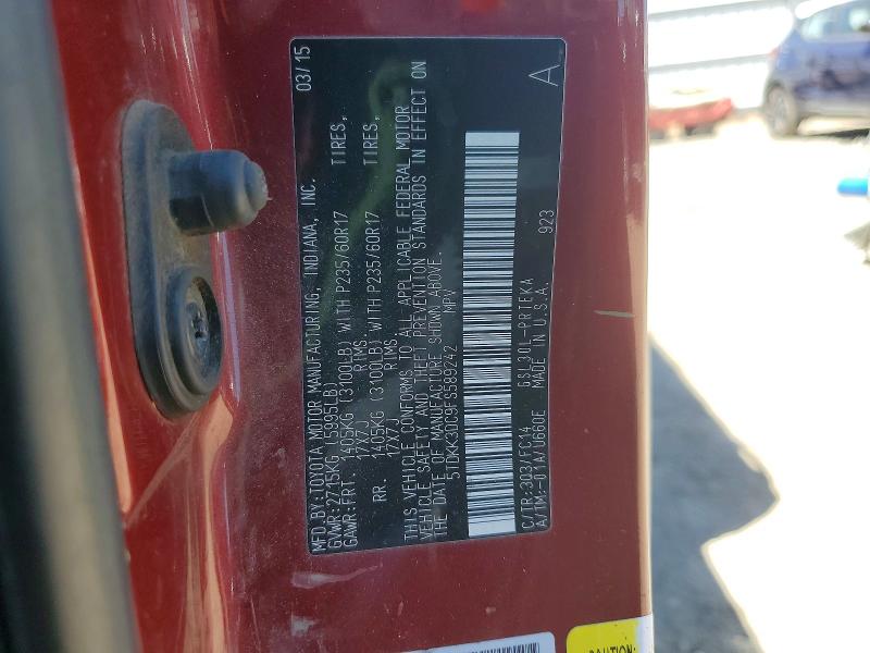 Продаж на аукціоні авто 2015 Toyota Sienna, vin: 5TDKK3DC9FS589242, номер лоту: 61323226