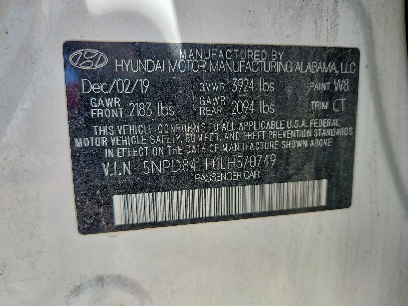Продажа на аукционе авто 2020 Hyundai Elantra, vin: 5NPD84LF0LH570749, номер лота: 58207186