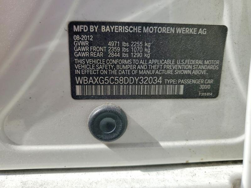 2013 Bmw 528 მანქანა იყიდება აუქციონზე, vin: WBAXG5C58DDY32034, აუქციონის ნომერი: 63291266
