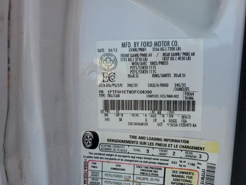 2013 Ford F150 მანქანა იყიდება აუქციონზე, vin: 1FTFW1ET8DFC08390, აუქციონის ნომერი: 59673986