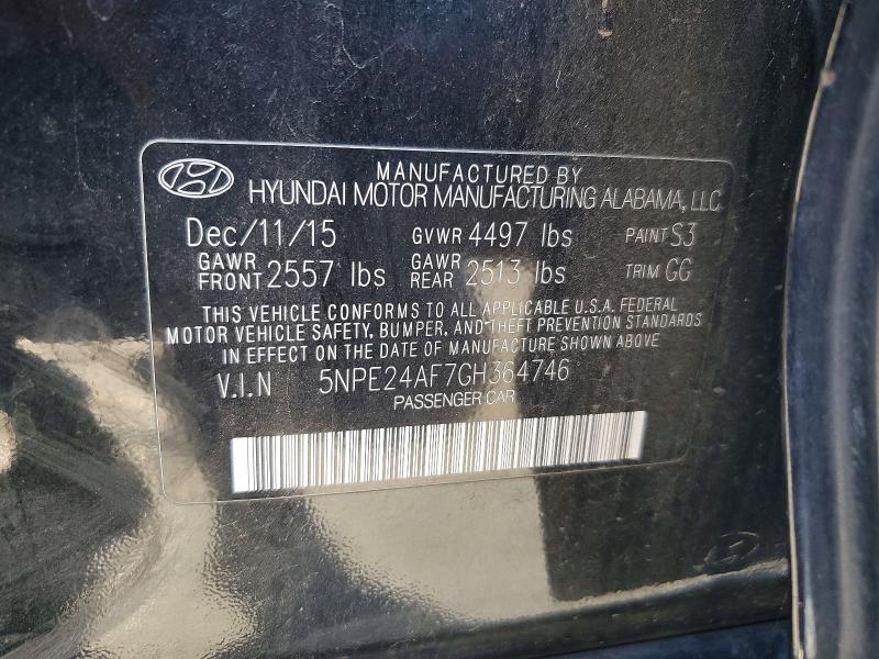 59399896 :رقم المزاد ، 5NPE24AF7GH364746 vin ، 2016 Hyundai Sonata مزاد بيع