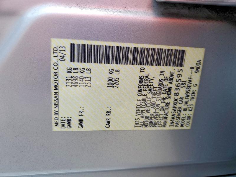 62124846 :رقم المزاد ، 1N4AA5APXDC836595 vin ، 2013 Nissan Maxima مزاد بيع