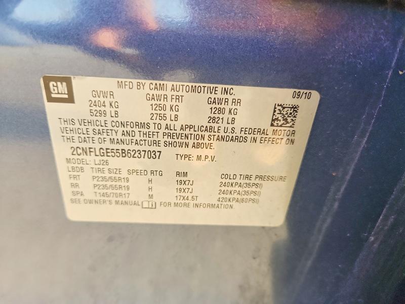 2011 Chevrolet Equinox მანქანა იყიდება აუქციონზე, vin: 2CNFLGE55B6237037, აუქციონის ნომერი: 60692176