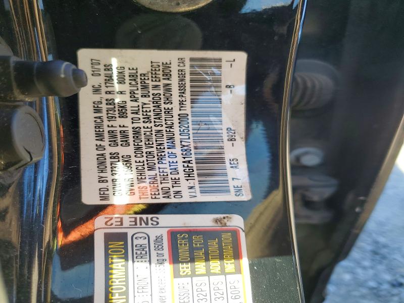 Aukcja sprzedaży 2007 Honda Civic, vin: 1HGFA168X7L052000, numer aukcji: 63416896