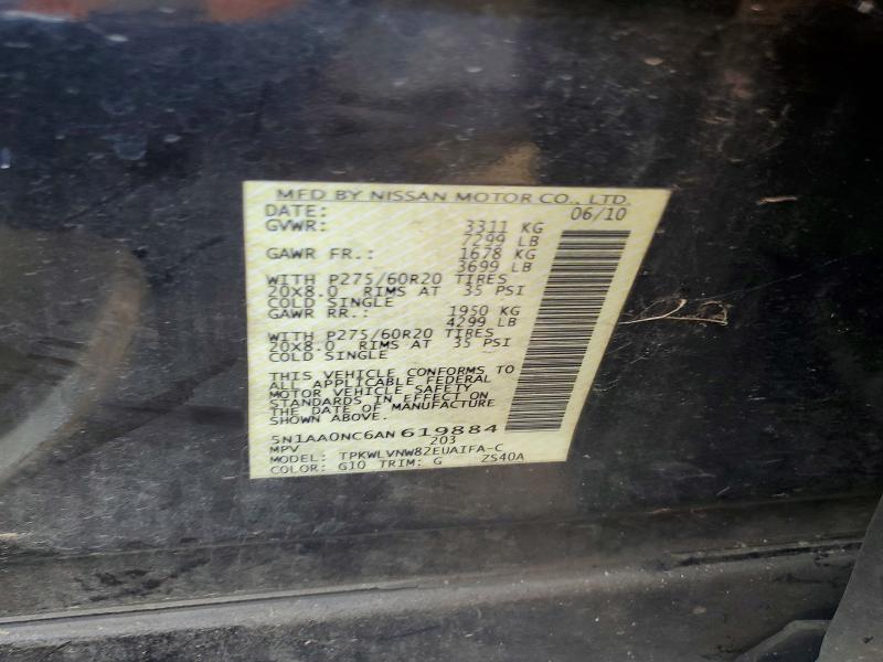 Aukcja sprzedaży 2010 Nissan Armada, vin: 5N1AA0NC6AN619884, numer aukcji: 61633706