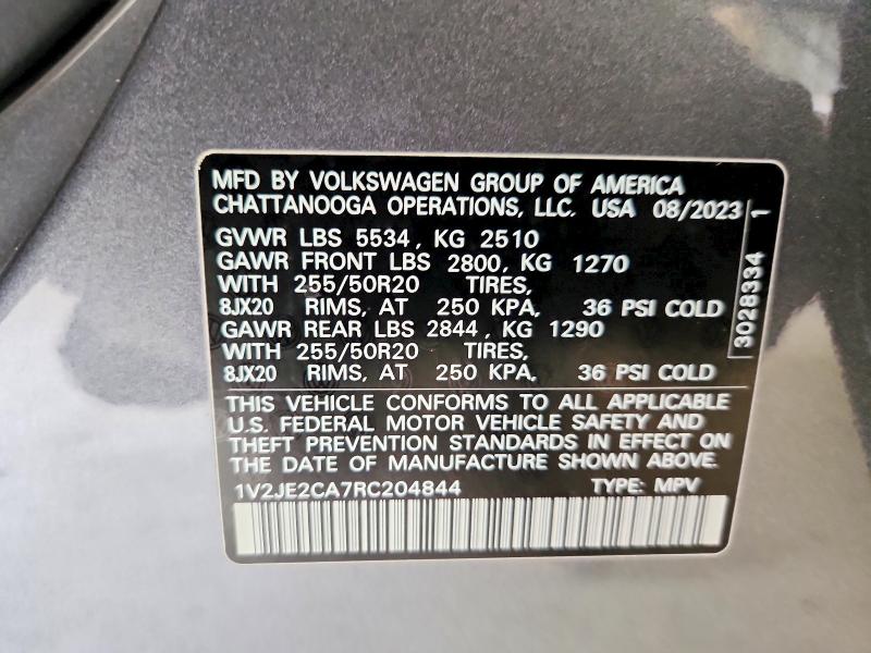 Продажа на аукционе авто 2024 Volkswagen Atlas Cross Sport, vin: 1V2JE2CA7RC204844, номер лота: 60898466