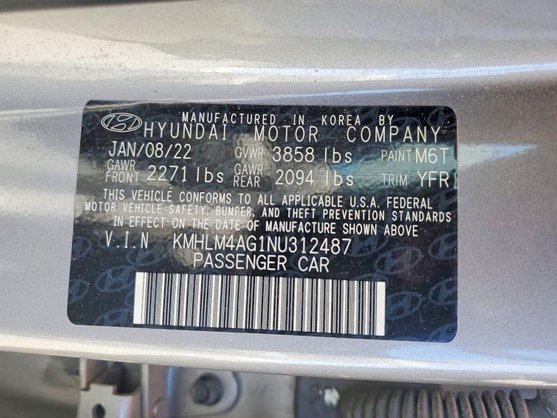 2022 Hyundai Elantra მანქანა იყიდება აუქციონზე, vin: KMHLM4AG1NU312487, აუქციონის ნომერი: 61089996