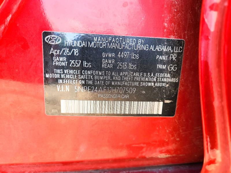 2018 Hyundai Sonata მანქანა იყიდება აუქციონზე, vin: 5NPE24AF1JH707509, აუქციონის ნომერი: 63174126