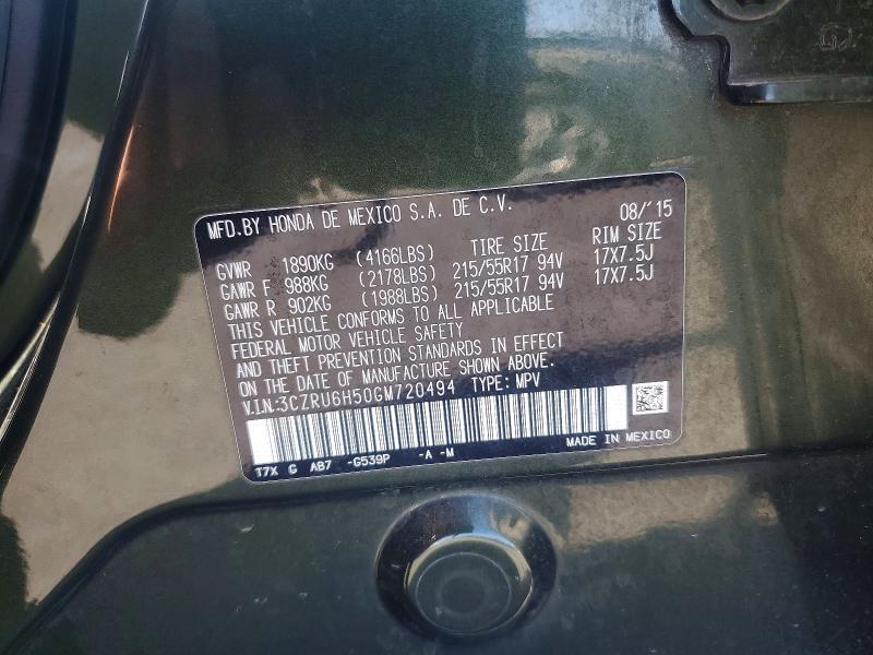 Aukcja sprzedaży 2016 Honda Hr-v, vin: 3CZRU6H50GM720494, numer aukcji: 61340206