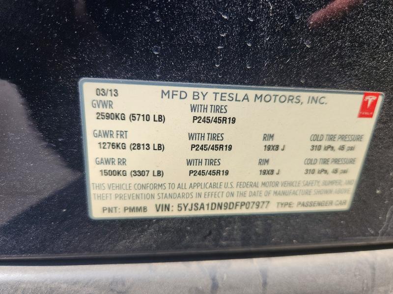 Продажа на аукционе авто 2013 Tesla Model S, vin: 5YJSA1DN9DFP07977, номер лота: 61159226
