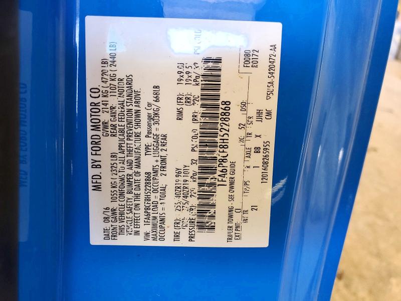 Aukcja sprzedaży 2017 Ford Mustang, vin: 1FA6P8CF8H5228868, numer aukcji: 60183496
