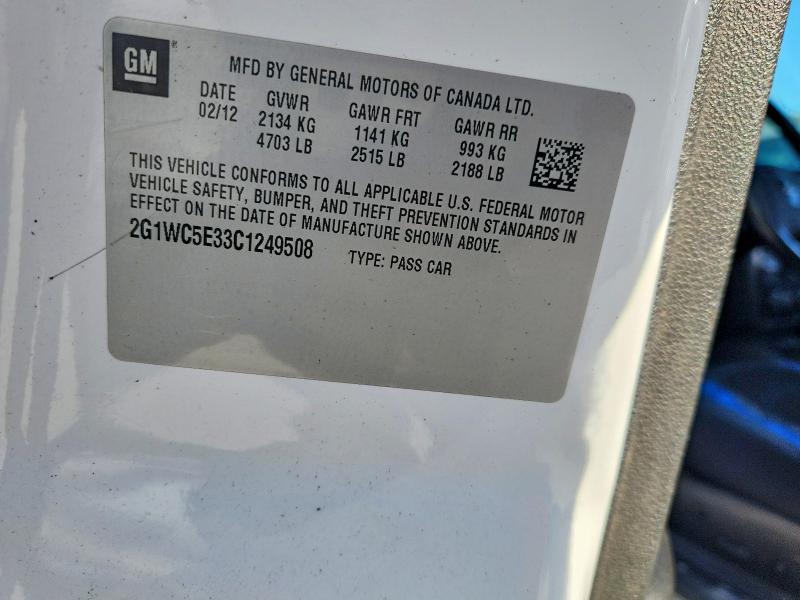 60181556 :رقم المزاد ، 2G1WC5E33C1249508 vin ، 2012 Chevrolet Impala مزاد بيع