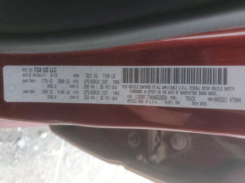 59772186 :رقم المزاد ، 1C6SRFJTXKN652650 vin ، 2019 Ram 1500 مزاد بيع