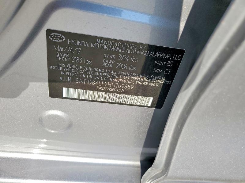 2017 Hyundai Elantra მანქანა იყიდება აუქციონზე, vin: 5NPD84LF2HH209689, აუქციონის ნომერი: 61192016