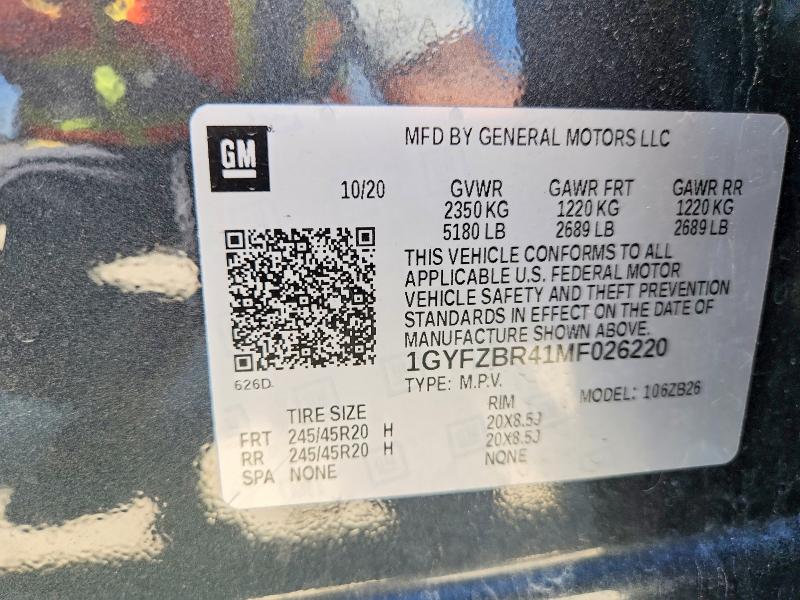60635346 :رقم المزاد ، 1GYFZBR41MF026220 vin ، 2021 Cadillac Xt4 مزاد بيع