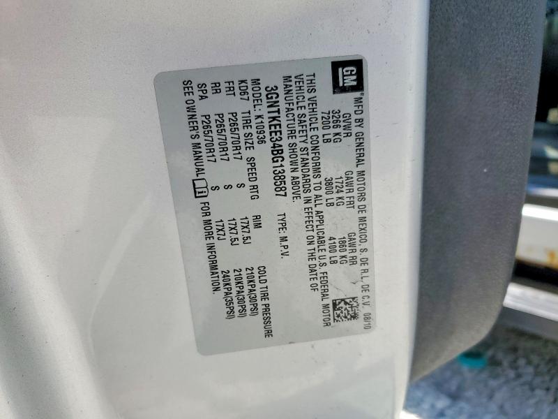 2011 Chevrolet Avalanche მანქანა იყიდება აუქციონზე, vin: 3GNTKEE34BG138587, აუქციონის ნომერი: 62640986