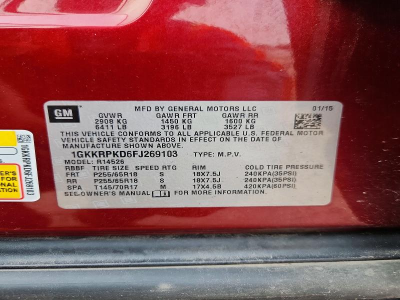 Продажа на аукционе авто 2015 Gmc Acadia, vin: 1GKKRPKD6FJ269103, номер лота: 61138226