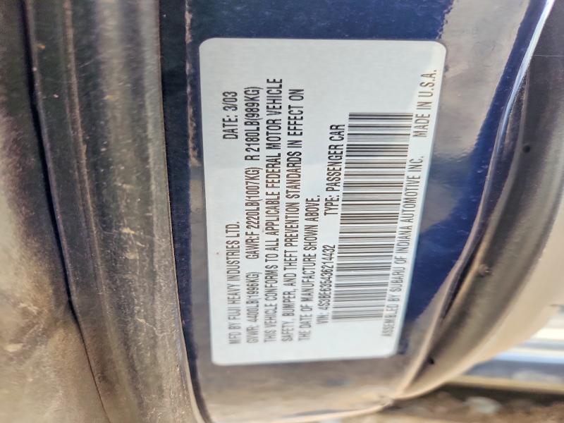2003 Subaru Legacy მანქანა იყიდება აუქციონზე, vin: 4S3BE635436214432, აუქციონის ნომერი: 59775336