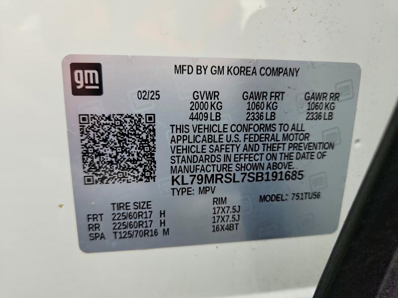 Продаж на аукціоні авто 2025 Chevrolet Trailblazer, vin: KL79MRSL7SB191685, номер лоту: 62825396