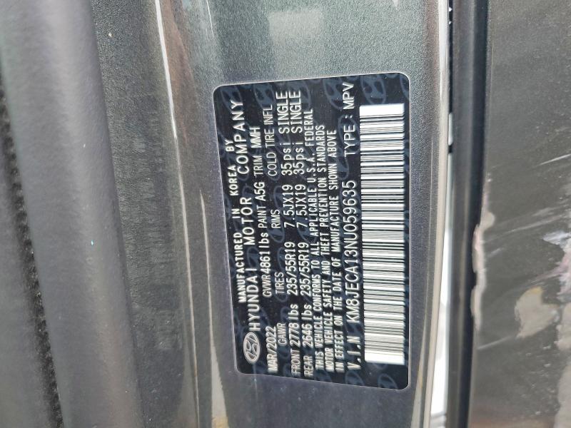 61529816 :رقم المزاد ، KM8JECA13NU059635 vin ، 2022 Hyundai Tucson مزاد بيع