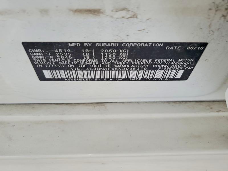 2019 Subaru Legacy მანქანა იყიდება აუქციონზე, vin: 4S3BNAF66K3006379, აუქციონის ნომერი: 60033616