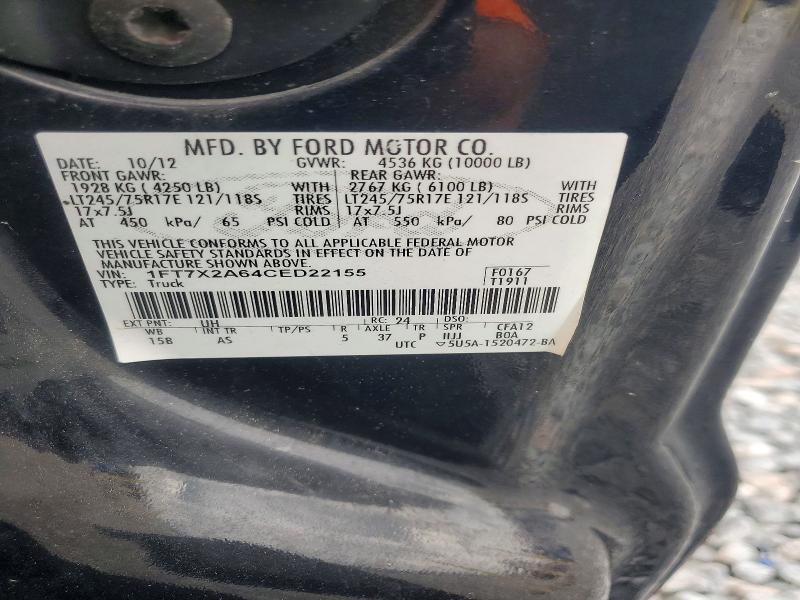 Aukcja sprzedaży 2012 Ford F250, vin: 1FT7X2A64CED22155, numer aukcji: 63036136