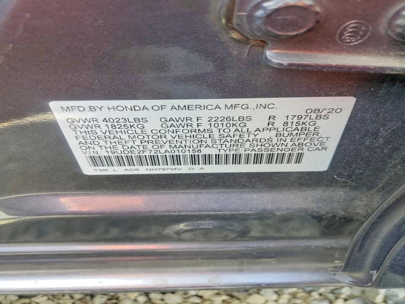 Продаж на аукціоні авто 2020 Acura Ilx, vin: 19UDE2F72LA010158, номер лоту: 61414726