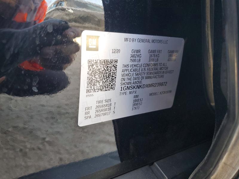Продаж на аукціоні авто 2021 Chevrolet Tahoe, vin: 1GNSKNKDXMR239872, номер лоту: 60246576