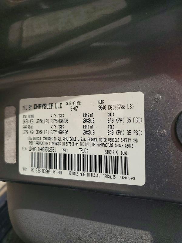 Aukcja sprzedaży 2008 Dodge Ram 1500, vin: 1D7HA18N08S512501, numer aukcji: 79136405