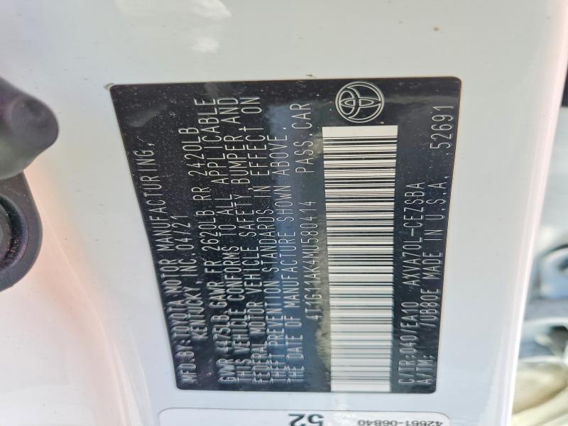 Продажа на аукционе авто 2021 Toyota Camry, vin: 4T1G11AK4MU580414, номер лота: 60274366