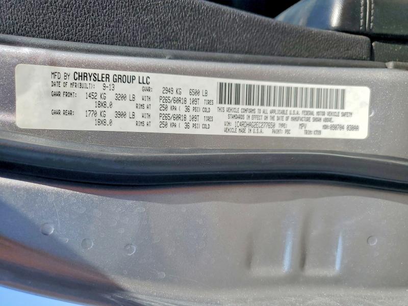 Aukcja sprzedaży 2014 Dodge Durango, vin: 1C4RDHAG2EC277650, numer aukcji: 62544516
