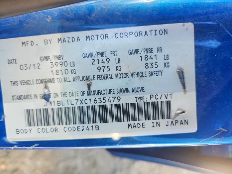 Продажа на аукционе авто 2012 Mazda 3, vin: JM1BL1L7XC1635479, номер лота: 59342566