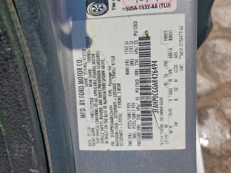 Продажа на аукционе авто 2010 Ford Fusion, vin: 3FAHP0CG0AR426494, номер лота: 60780176