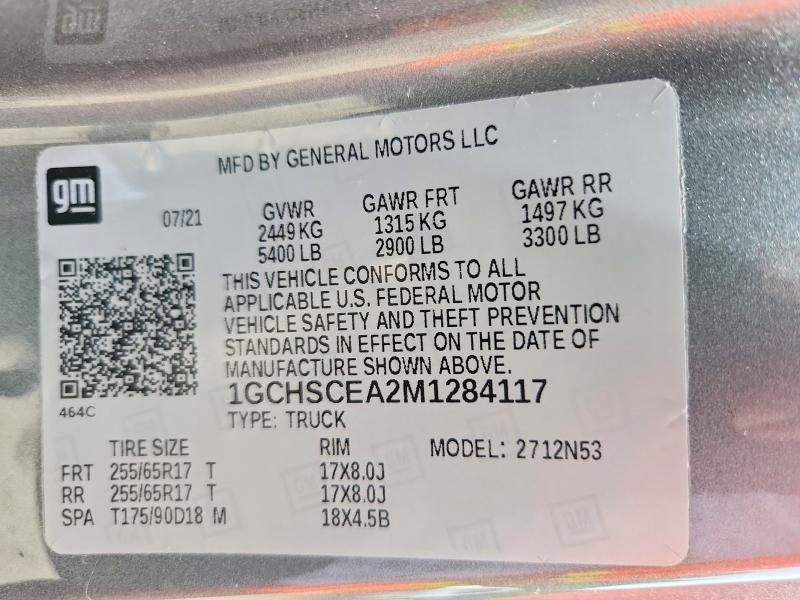 60595116 :رقم المزاد ، 1GCHSCEA2M1284117 vin ، 2021 Chevrolet Colorado مزاد بيع
