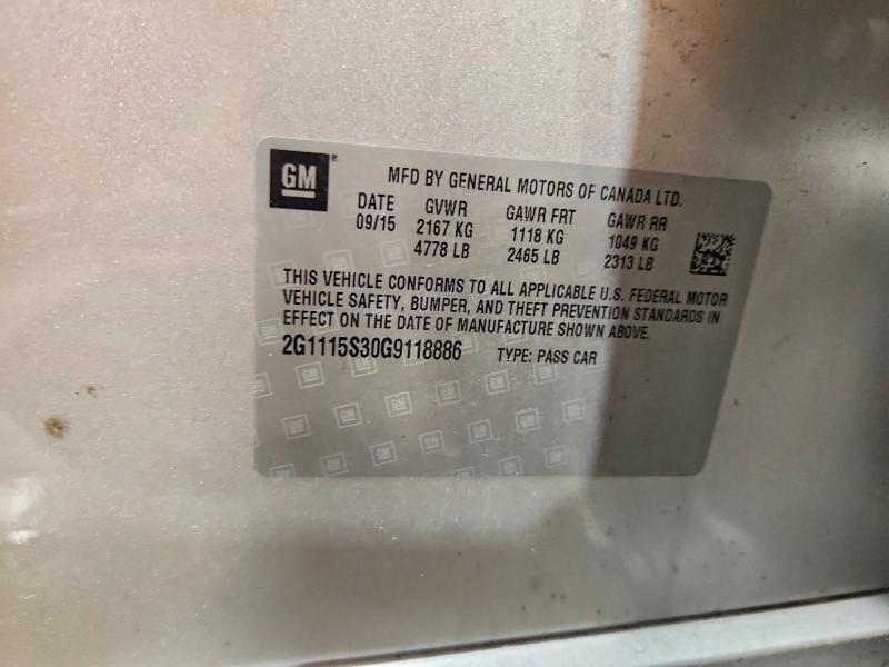 Продаж на аукціоні авто 2016 Chevrolet Impala, vin: 2G1115S30G9118886, номер лоту: 60235426