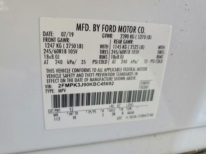 Продажа на аукционе авто 2019 Ford Edge, vin: 2FMPK3J90KBC45692, номер лота: 60644206