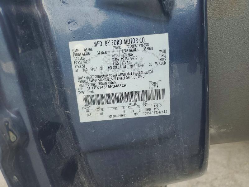 2006 Ford F150 მანქანა იყიდება აუქციონზე, vin: 1FTPX14516FB48329, აუქციონის ნომერი: 62240276