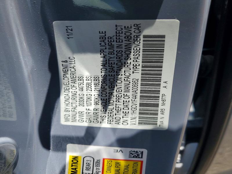 59831166 :رقم المزاد ، 1HGCV1F44NA006952 vin ، 2022 Honda Accord مزاد بيع